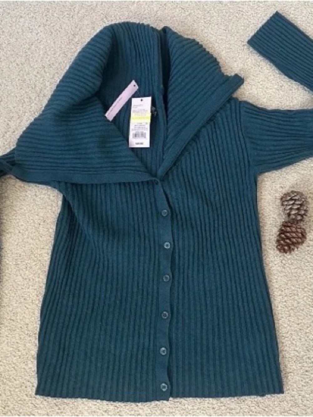 wild fable Teal Ribbed Off-Shoulder Button Sweater